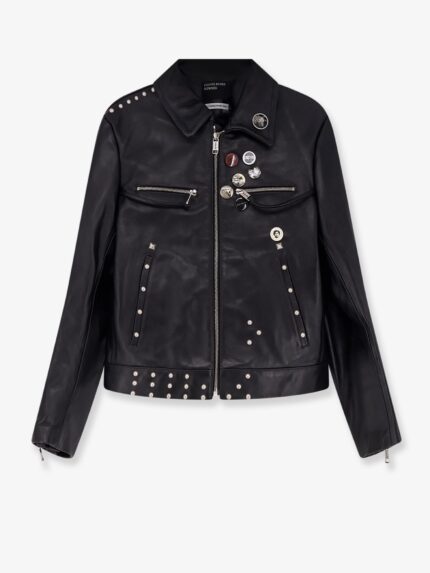 ENFANTS RICHES DEPRIMES Sid Biker Leather Jacket With Metal Details On The Front