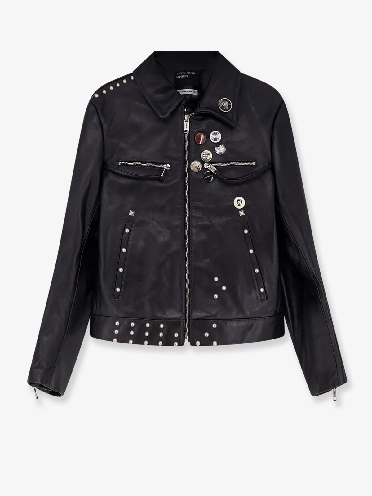 ENFANTS RICHES DEPRIMES Sid Biker Leather Jacket With Metal Details On The Front