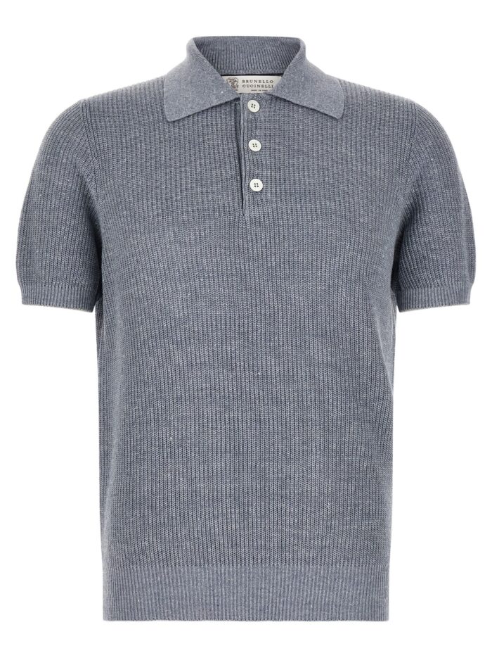 brunello cucinelli english half ribbed polo shirt Brunello Cucinelli English Half-ribbed Polo Shirt