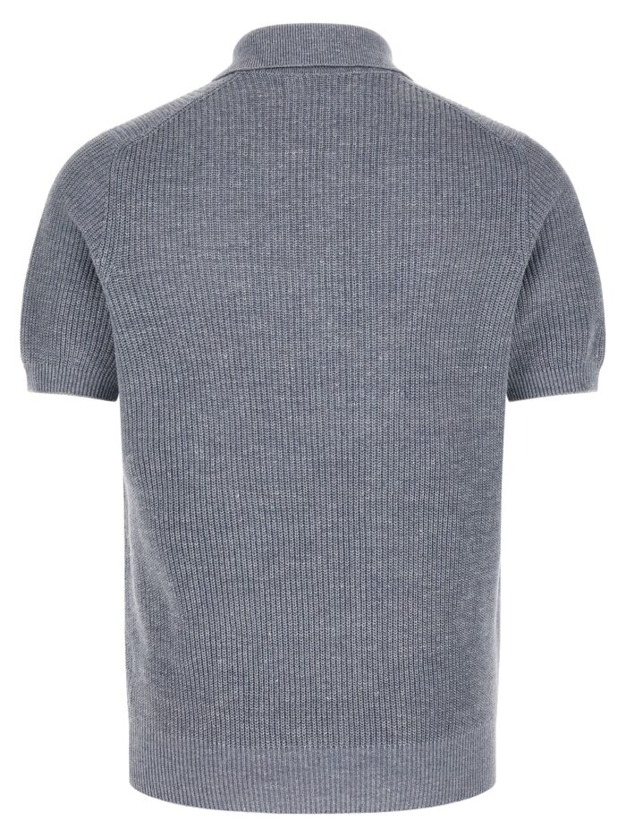 Brunello Cucinelli English Half-ribbed Polo Shirt