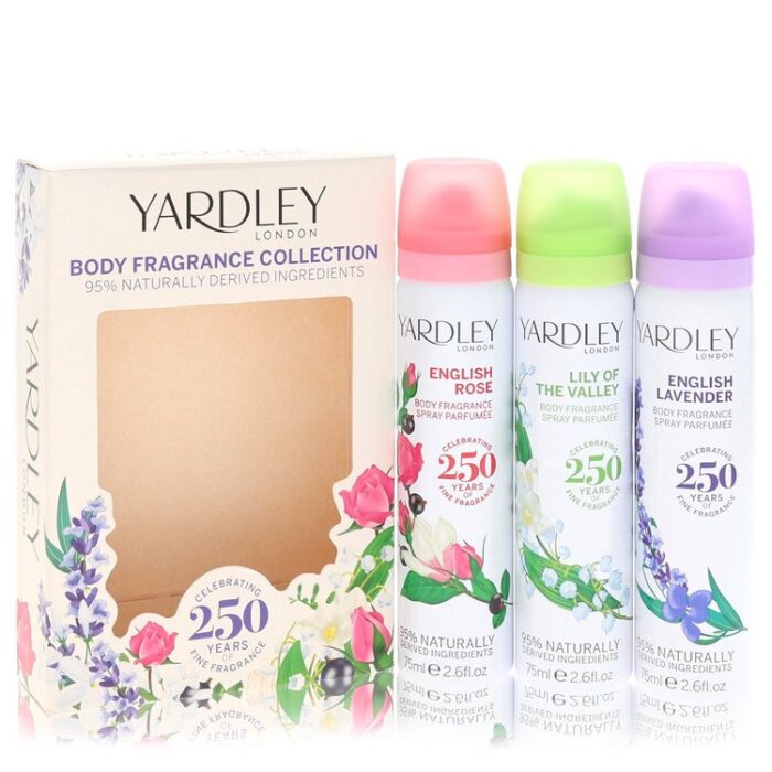English Lavender By Yardley London - Gift Set -- 3 X 2.6 Oz Body Spray In English Lavender, English Rose, Lily Of The Valley - Image 1