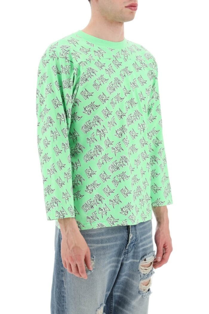 Erl 'waffle' Long Sleeved T-shirt With All-over Print