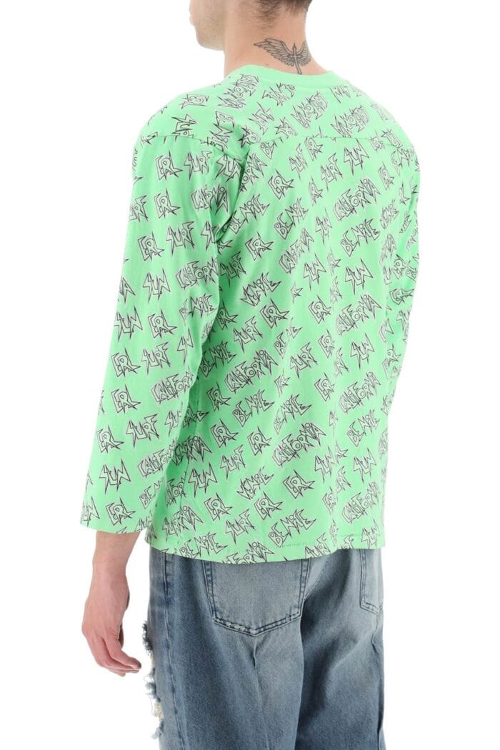 Erl 'waffle' Long Sleeved T-shirt With All-over Print