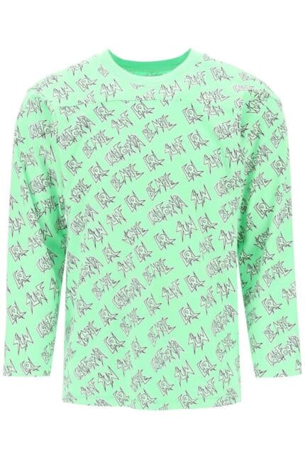 Erl 'waffle' Long Sleeved T-shirt With All-over Print