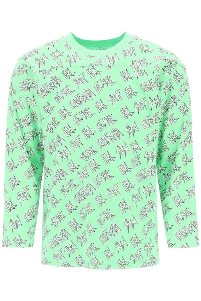 Erl 'waffle' Long Sleeved T-shirt With All-over Print