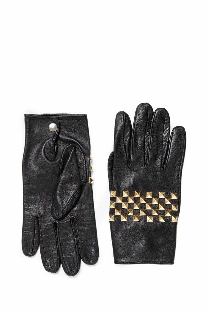 ERNEST W. BAKER Silk Lined Studded Leather Gloves