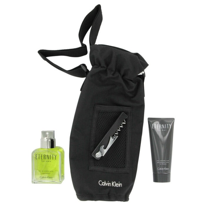 Eternity By Calvin Klein - Gift Set -- 3.4 Oz Eau De Toilette Spray + 3.4 Oz Hair And Body Wash Tube + Wine Carrier And Opener - Image 1