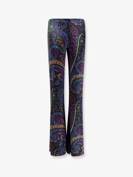 Etro Chenille Trousers With Multicolor Print