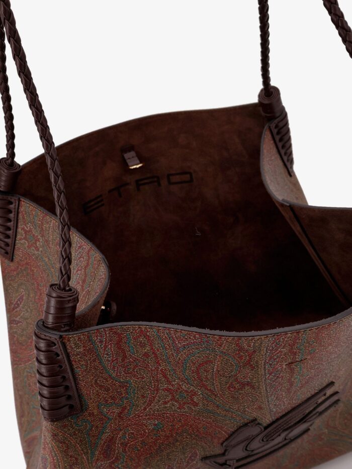Etro Coated Canvas Shoulder Bag With Paisley Jacquard Pattern