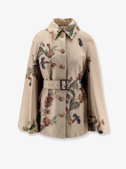 Etro Cotton Cape With Floral Print