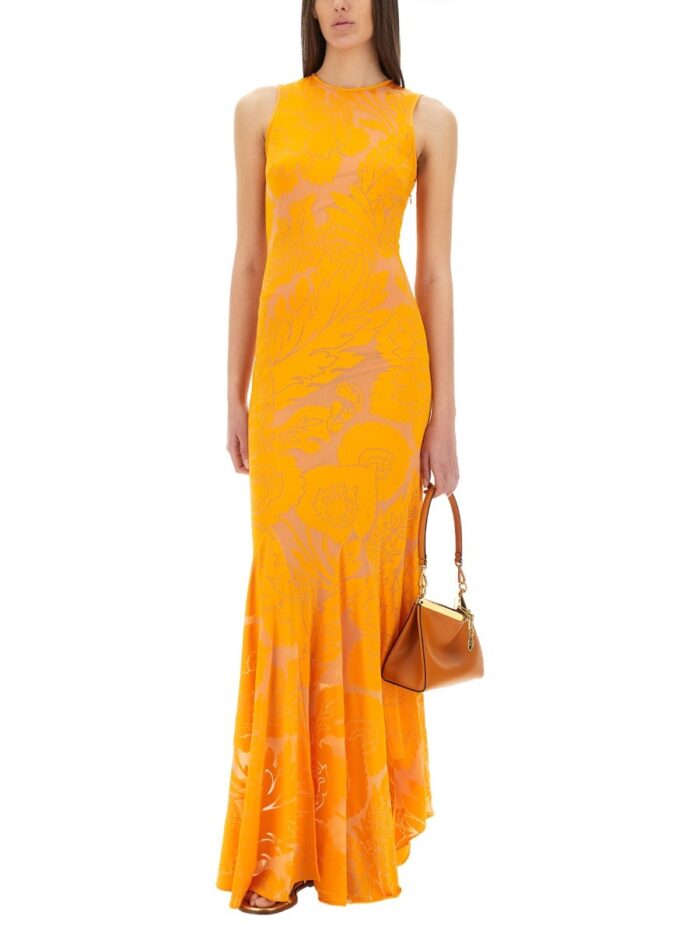 Etro DÉVORÉ STRETCH JERSEY DRESS WITH CUT-OUT