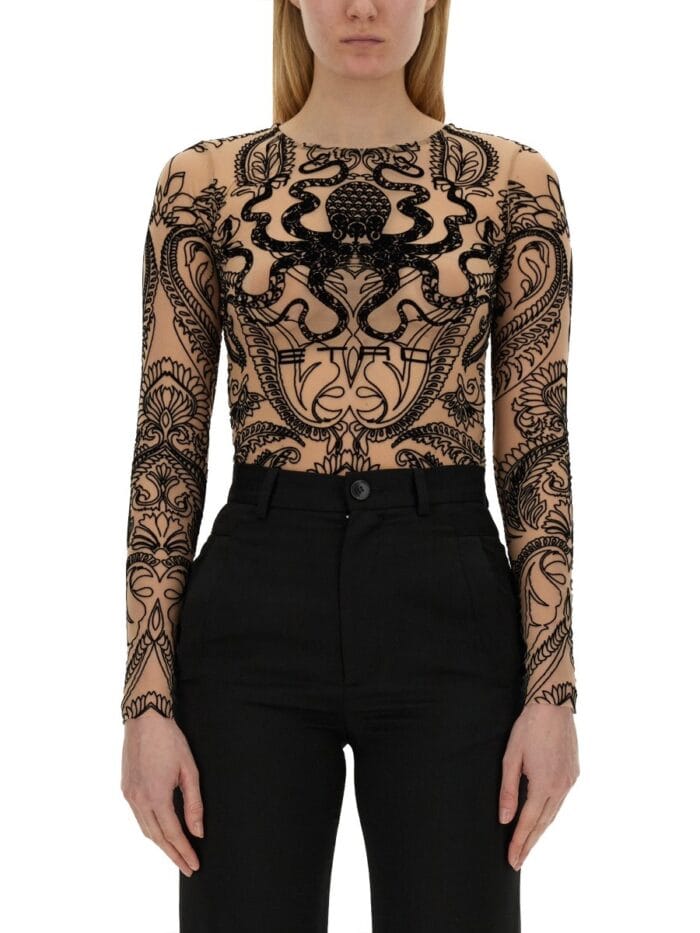 Etro FLOCKED TULLE TOP