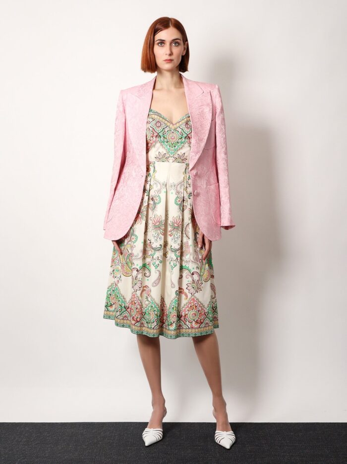 Etro Jacquard Silk Blend Blazer With Embroidery