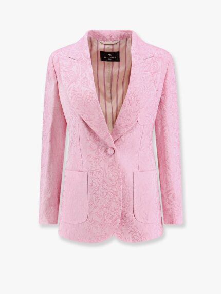 Etro Jacquard Silk Blend Blazer With Embroidery