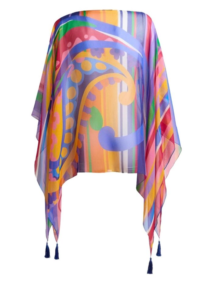 Etro PAISLEY PRINT SILK PONCHO TOP