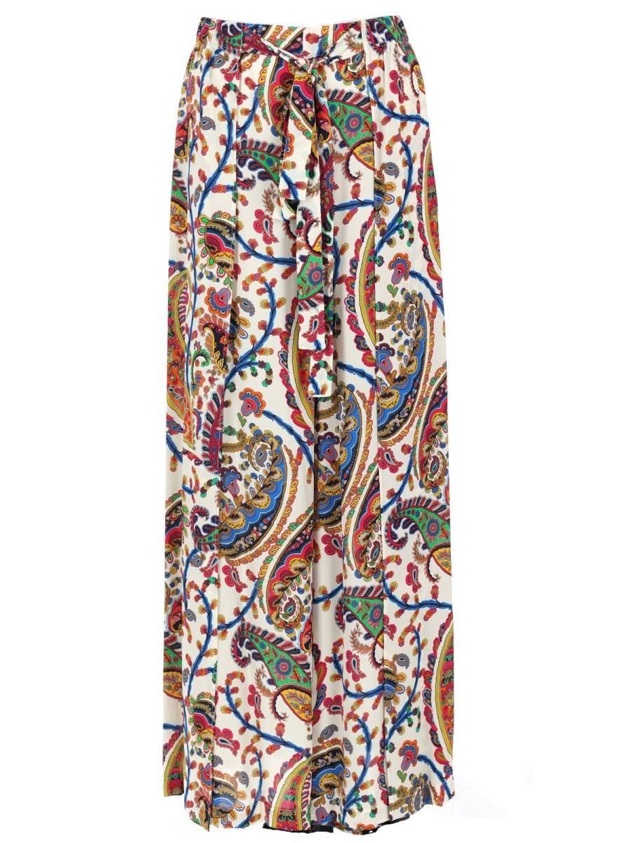 Etro PANTALONE PALAZZO CON CINTURA E MOTIVO PAISLEY