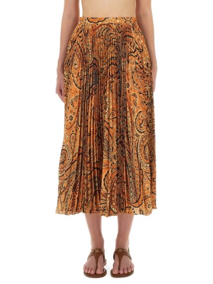 Etro PLEATED SABLÉ SKIRT WITH PRINT