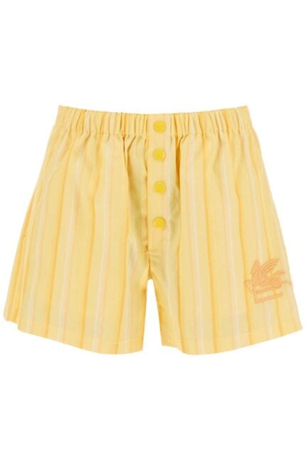 Etro Striped Shorts With Logo Embroidery