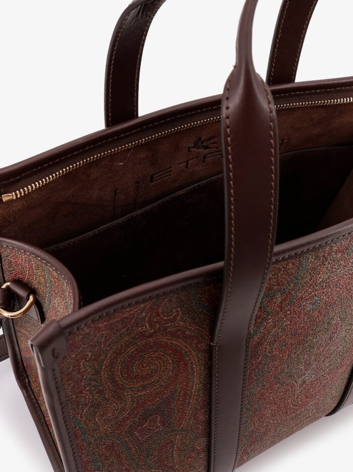 Etro Top Handle Bauletto M Arnica Paisley Jacquard Fabric Shoulder Bag