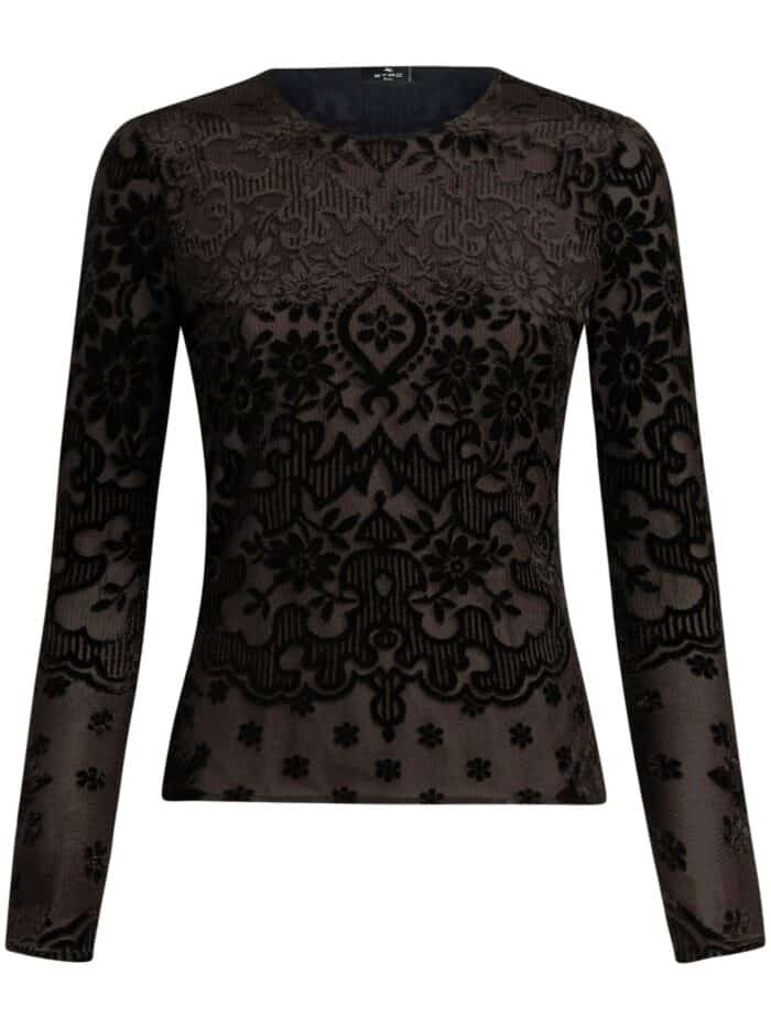 ETRO Tulle And Jacquard Velvet Top