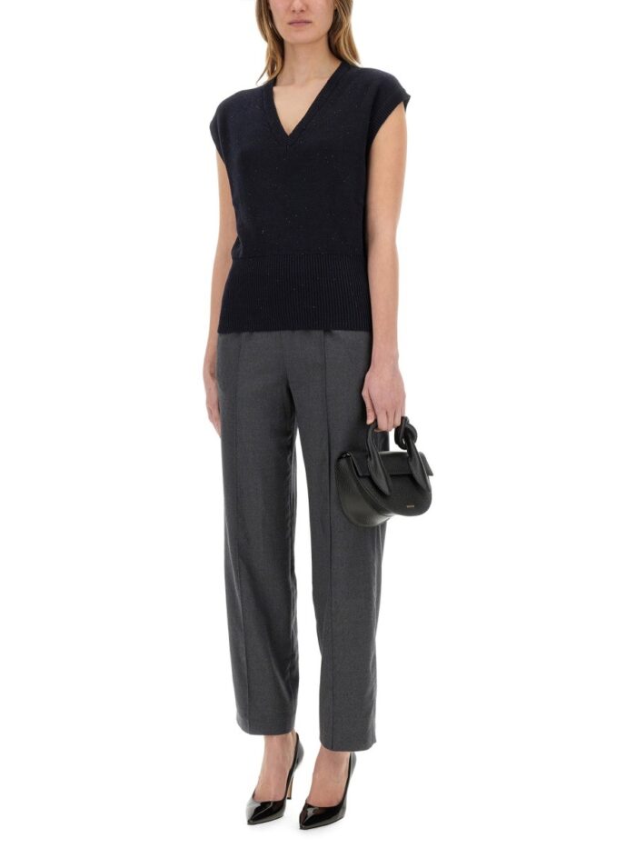 Fabiana Filippi COTTON AND LINEN VEST WITH SEQUINS