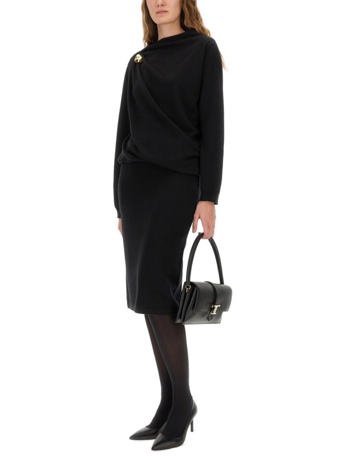 Fabiana Filippi MIDI DRESS WITH GOLD DETAIL