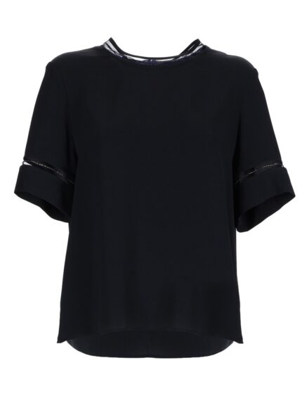 Fabiana Filippi T-SHIRT WITH TRANSPARENT DETAILS