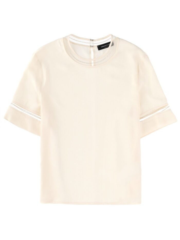 fabiana filippi t shirt with transparent details Fabiana Filippi T-SHIRT WITH TRANSPARENT DETAILS