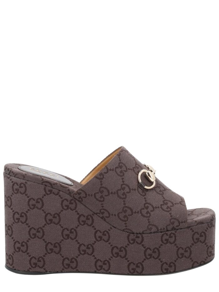 gucci fabric wedge sandal "gg" Gucci FABRIC WEDGE SANDAL "GG"