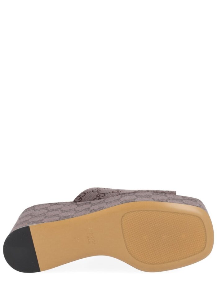 Gucci FABRIC WEDGE SANDAL "GG"