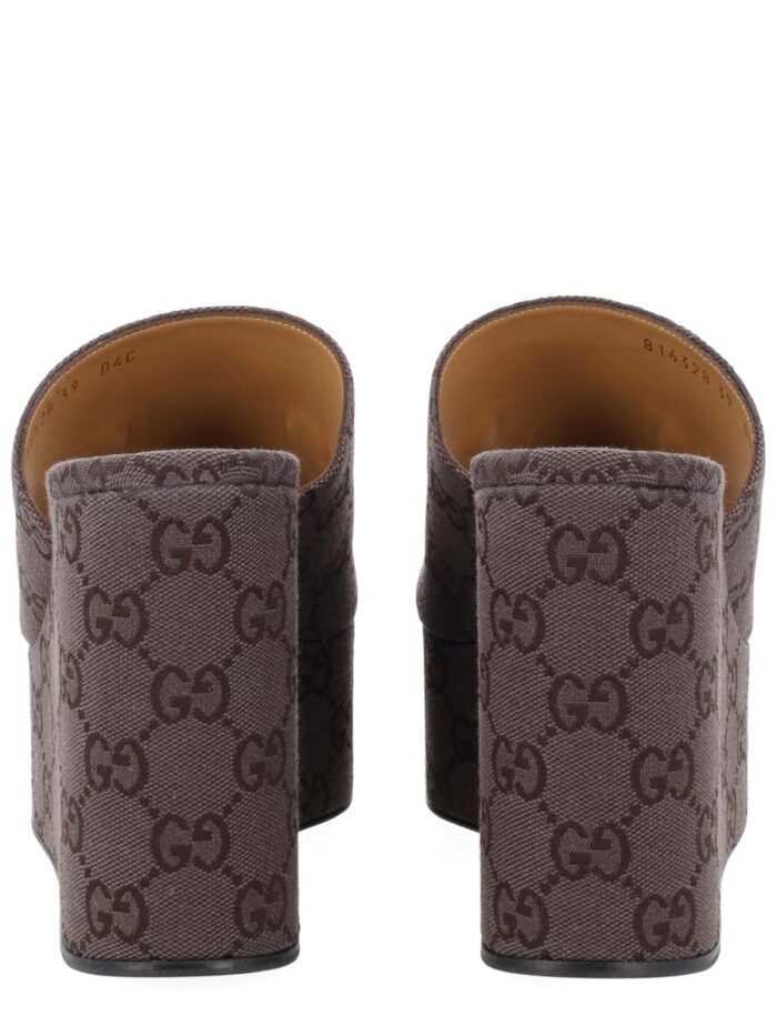 Gucci FABRIC WEDGE SANDAL "GG"