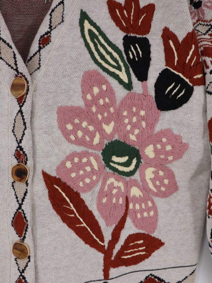 FARM RIO Cardigan With Multicolor Embroidery