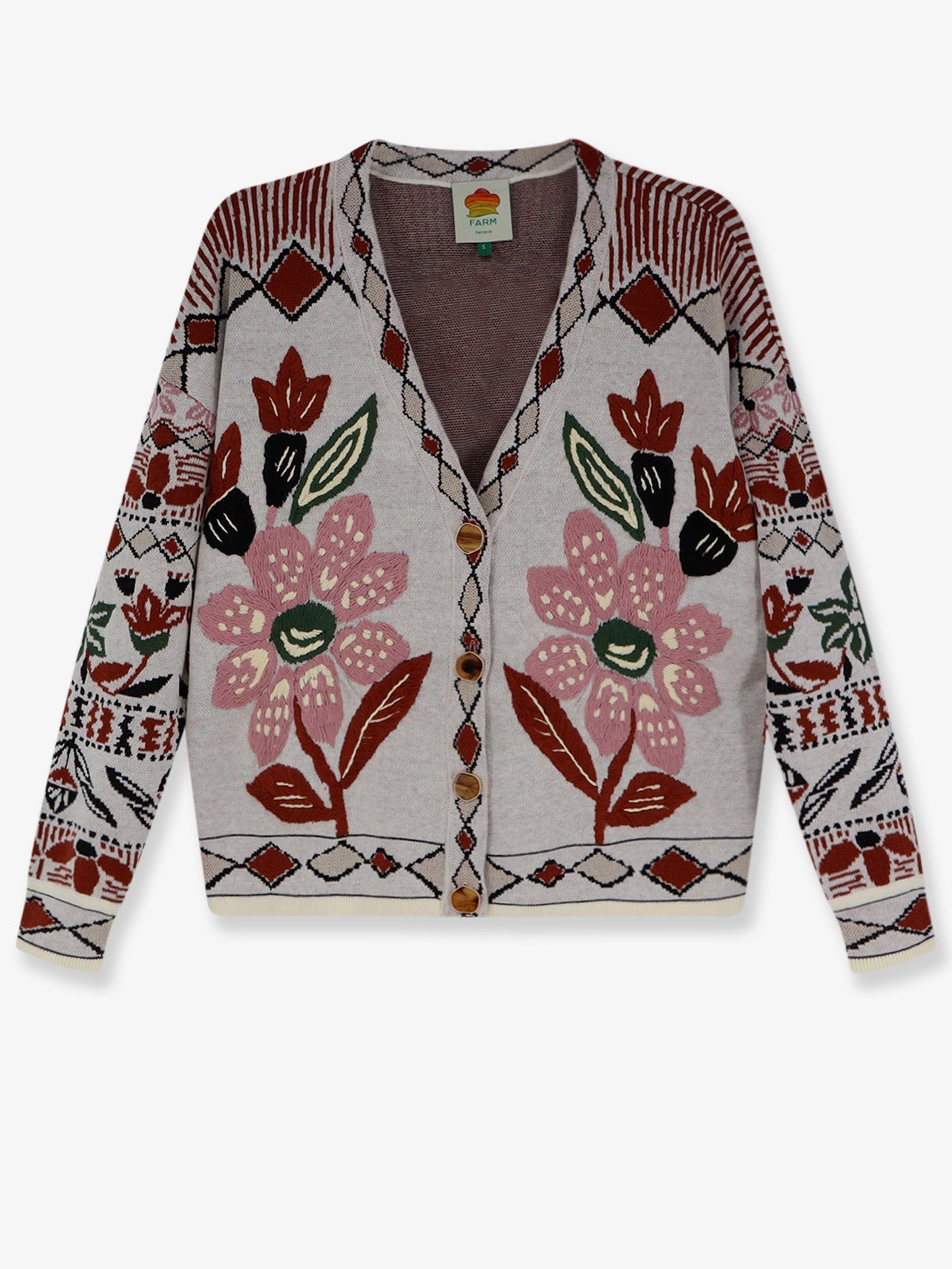 FARM RIO Cardigan With Multicolor Embroidery