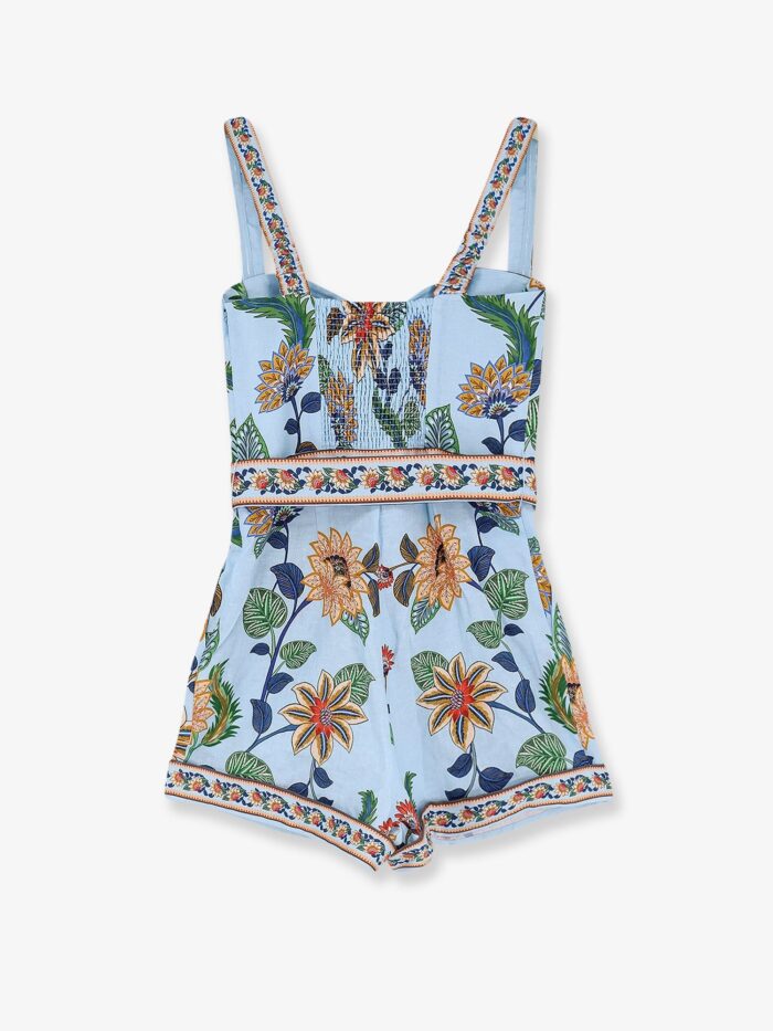 FARM RIO Linen Jumpsuit With Flower Dehli Print