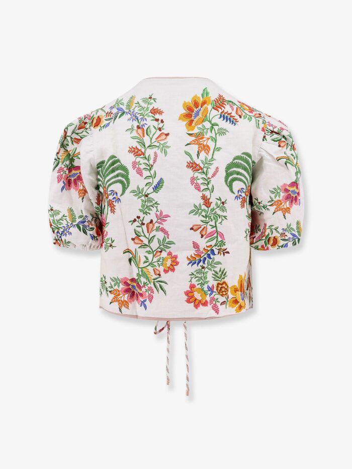 FARM RIO Linen Shirt With Floral Print