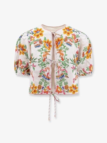 FARM RIO Linen Shirt With Floral Print