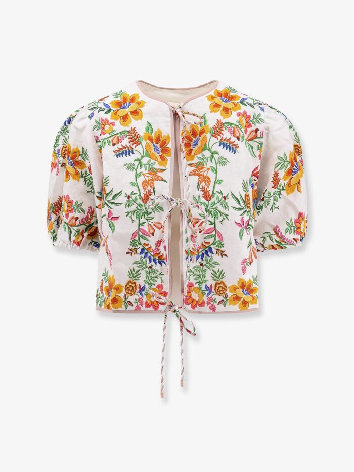 FARM RIO Linen Shirt With Floral Print