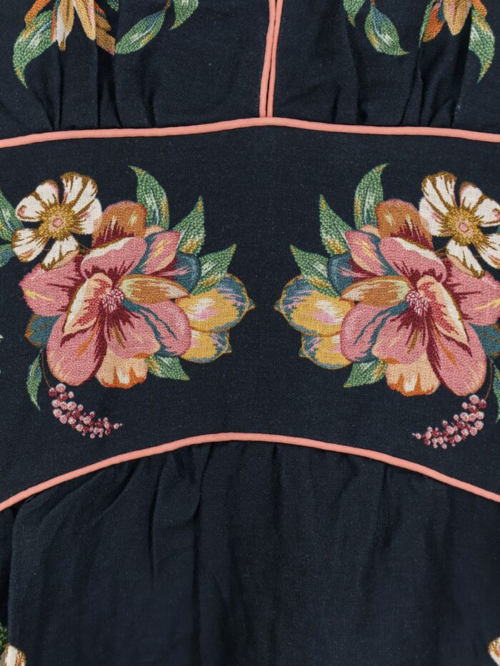 FARM RIO Maira Long Linen Dress With Floral Print