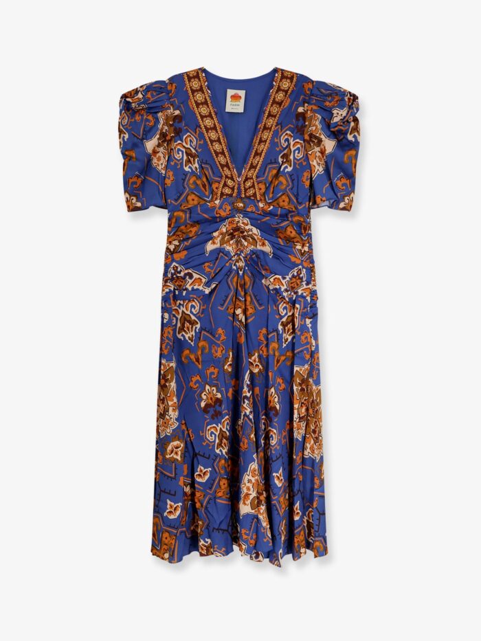 FARM RIO Ornament Floral Viscose Midi Dress