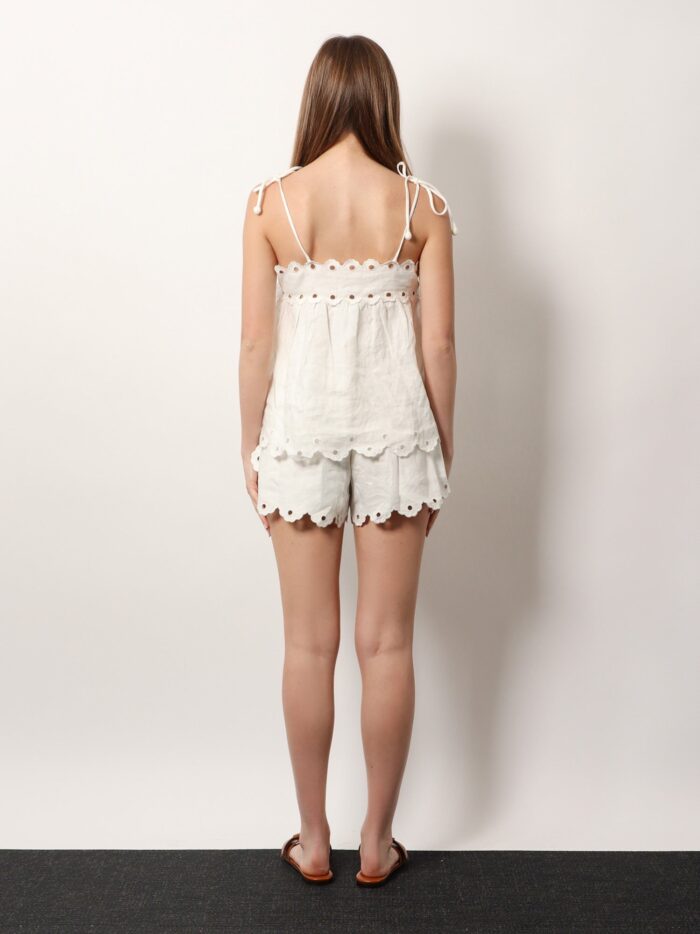FARM RIO Perforated Linen Top