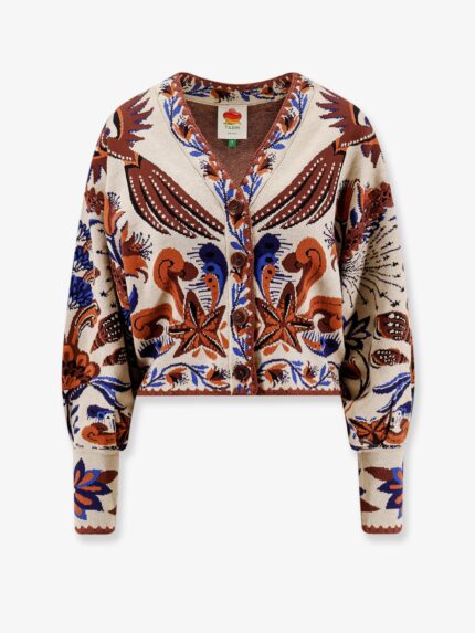 FARM RIO Viscose Blend Cardigan With Perforated Details