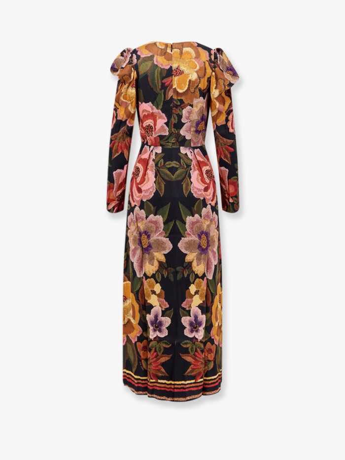 FARM RIO Viscose Long Dress With Chenille Flowers Print