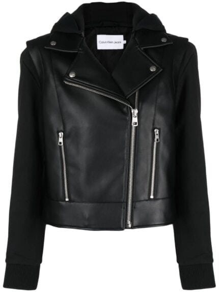 Faux Leather Jersey Mix Biker