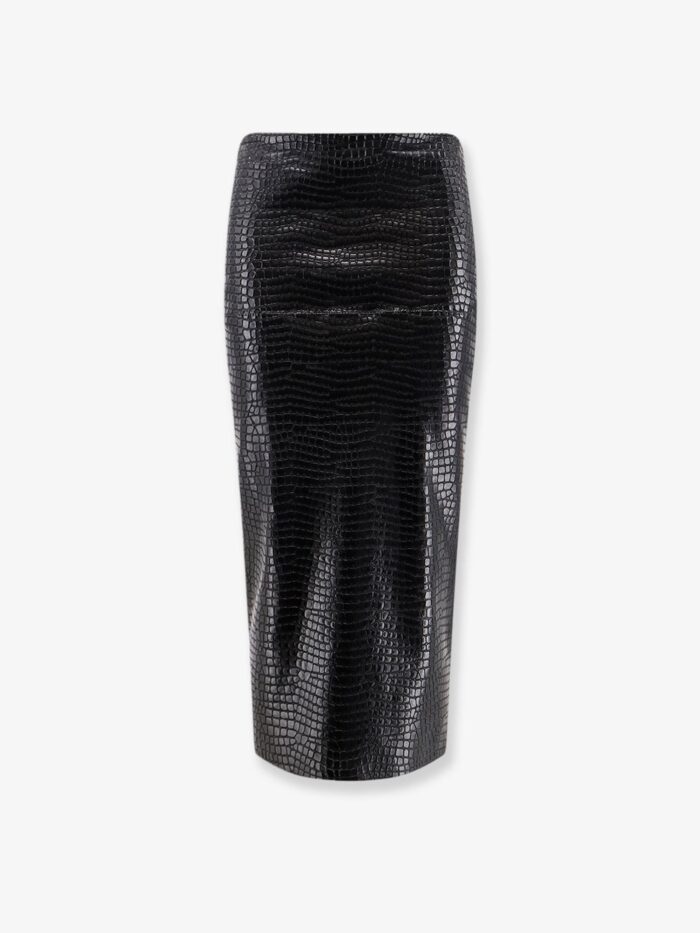 nude faux leather skirt with embossed croco print NUDE Faux Leather Skirt With Embossed Croco Print
