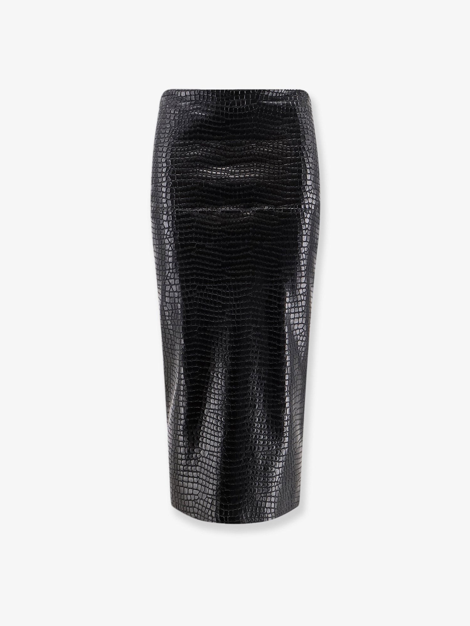NUDE Faux Leather Skirt With Embossed Croco Print