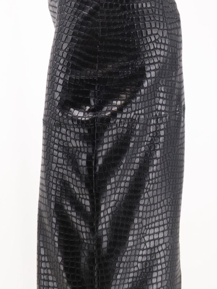 NUDE Faux Leather Skirt With Embossed Croco Print