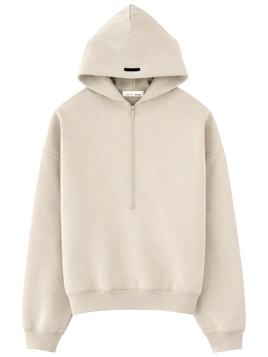 FEAR OF GOD ESSENTIALS FELPA CON ZIP E CAPPUCCIO
