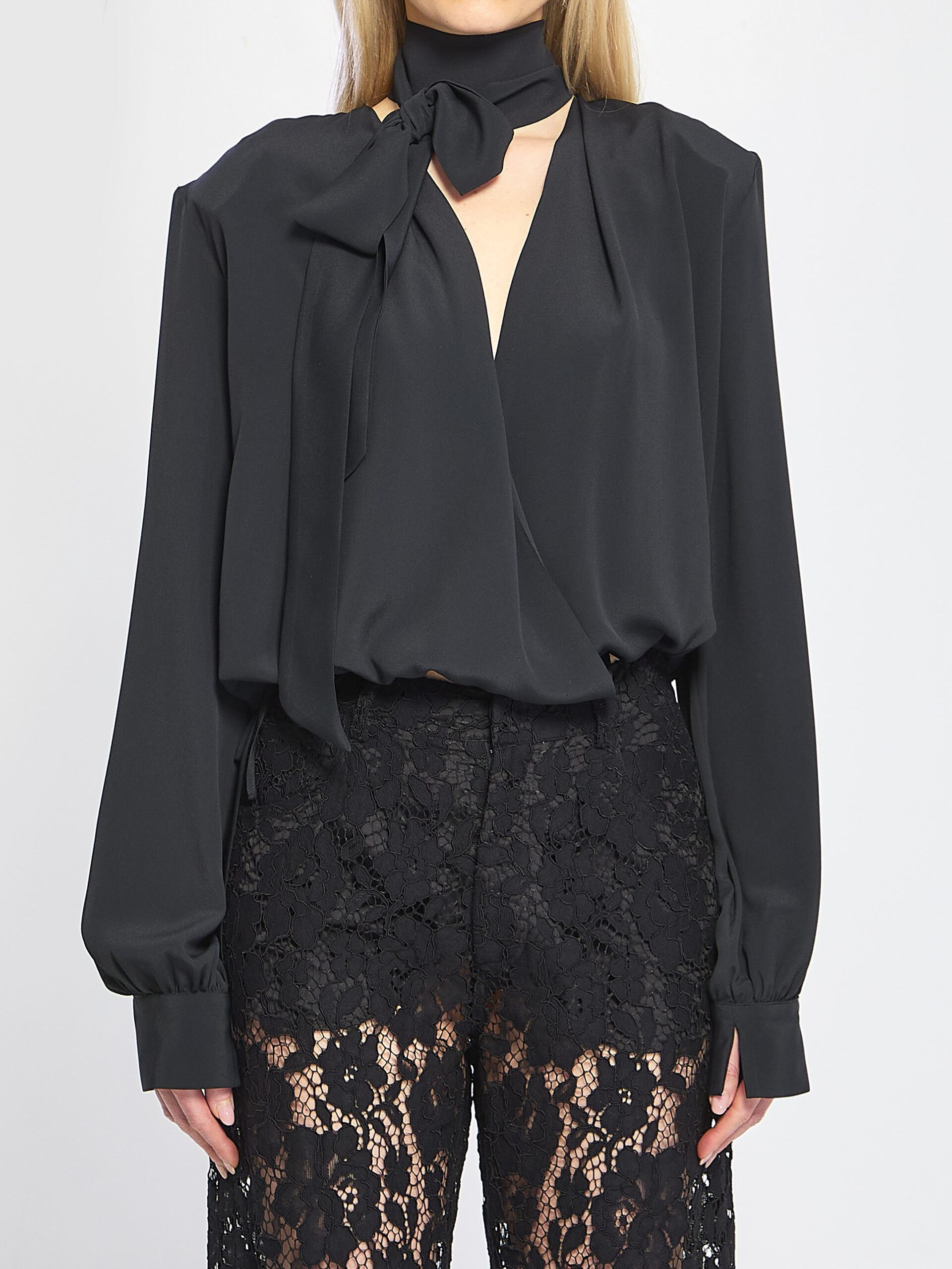 Federica Tosi Cross-over blouse with scarf