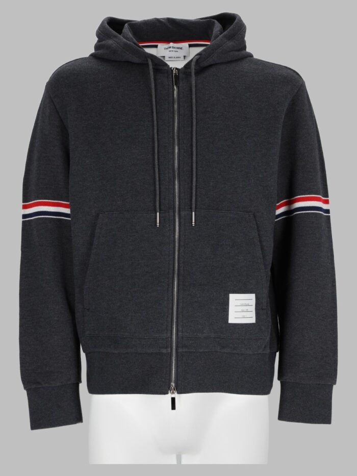thom browne felpa con cappuccio in piquet di cotone THOM BROWNE Felpa Con Cappuccio In Piquet Di Cotone