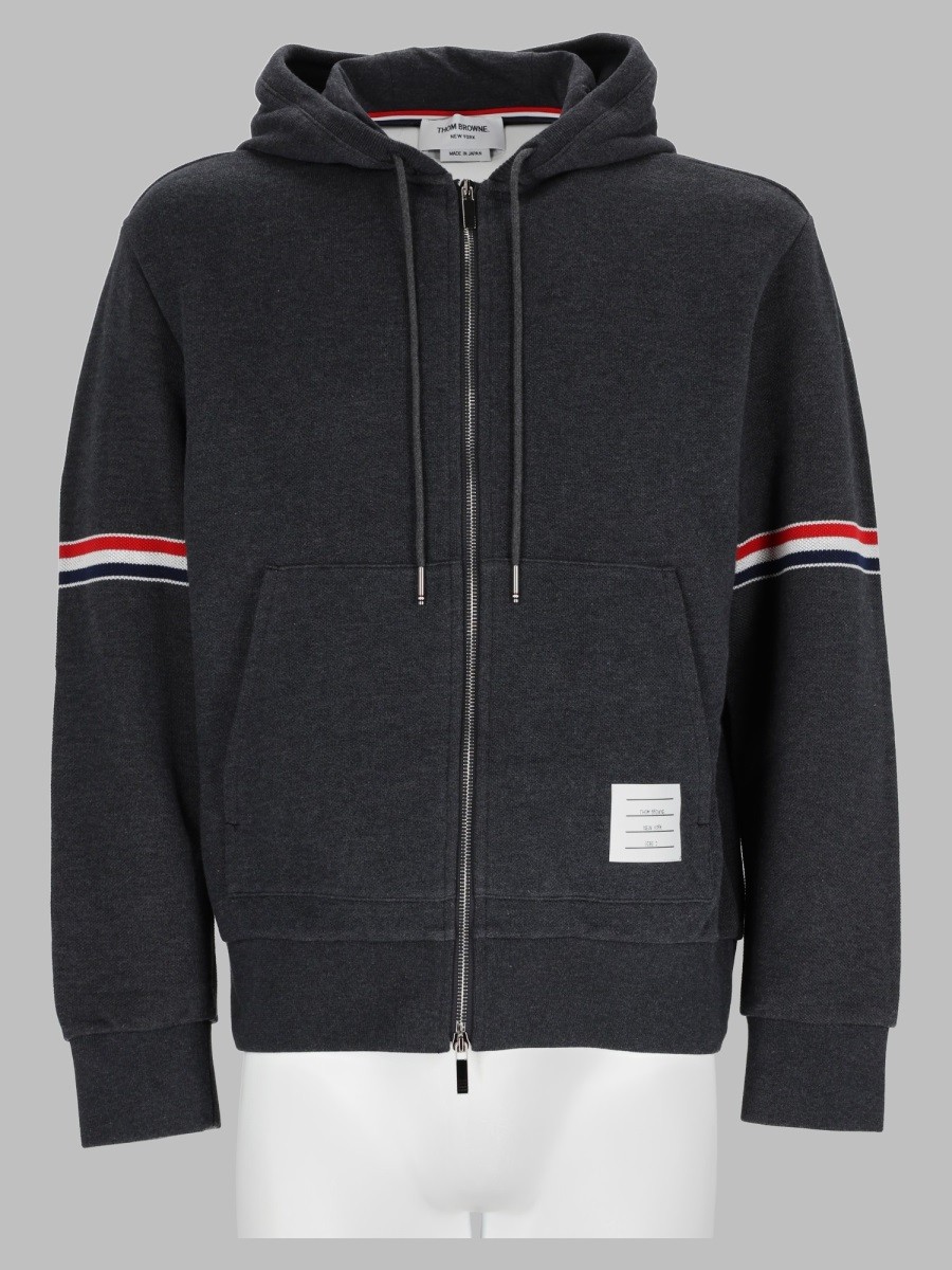 THOM BROWNE Felpa Con Cappuccio In Piquet Di Cotone